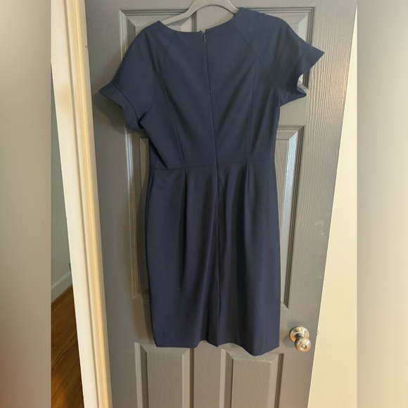 JCrew navy flutter sleeve structured knee length dress - Picture 2 of 4